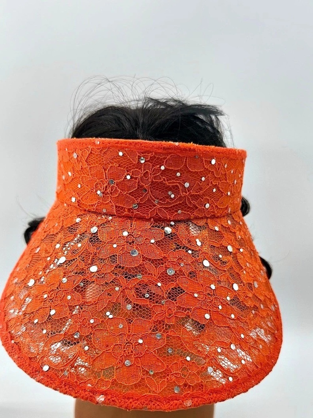 Something Special Orange Lace Sequin Visor Size Small NWT